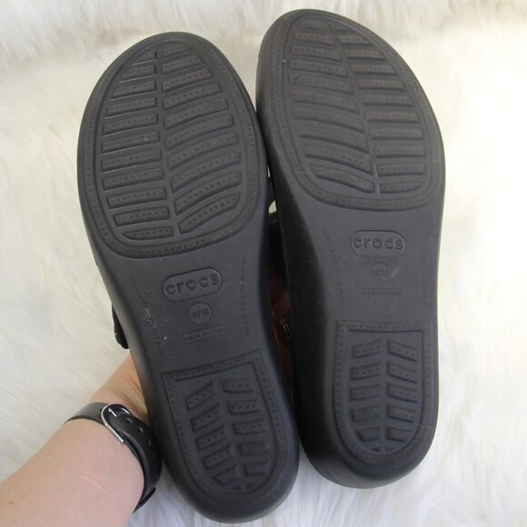 Crocs Womens Shoes Patricia Wedge Slip On Slide Comfort Sandals Black Size 10 - Picture 8 of 10